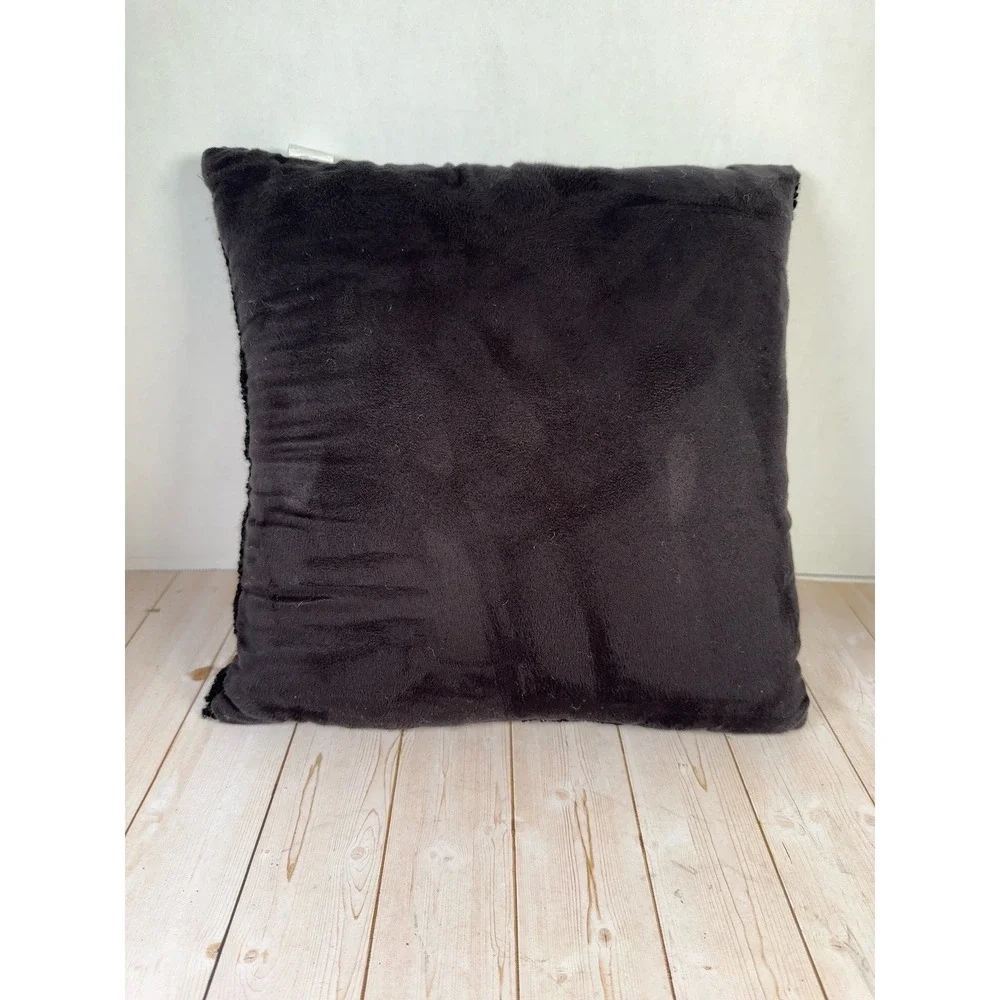 Happy Halloween Hooked Pumpkin Throw Pillow Jack-o-Lantern Black Orange 12x12